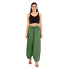 Sanskriti Vintage Skirts N Scarves Unisex Green Color Harem Pants with Elastic Waistband and Drawstring