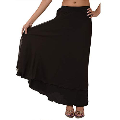 Sanskriti Vintage Beach Long Moss Crepe Evening Wraparound Skirt