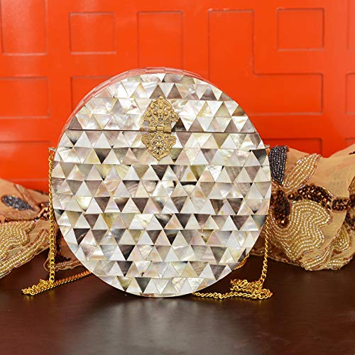 Zephyrr Women's Evening Round Clutch Bag Marble Box Clutch Handbag/Purse Shoulder Bag for Wedding Cocktail Party