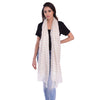 Sanskriti New Cream Pure Fine Wool Shawl Woven Work Long Stole Soft Zari Scarf