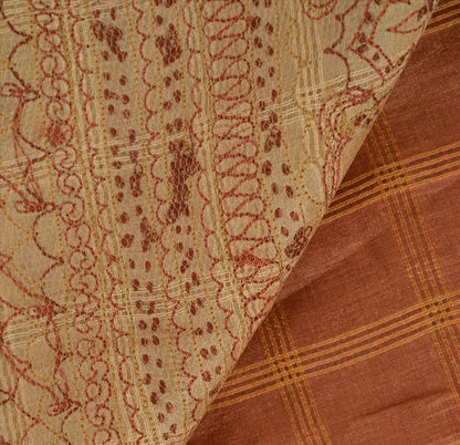 SANSKRITI VINTAGE INDIAN SAREE PURE SILK FABRIC SARI HAND EMBROIDERED WOVEN