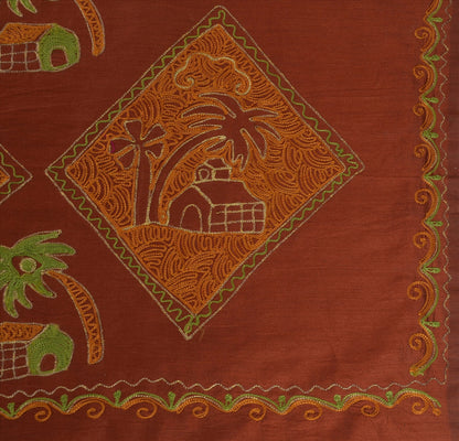 SANSKRITI VINTAGE INDIAN SAREE ART SILK SARI FABRIC HAND EMBROIDERED HUT ZARI